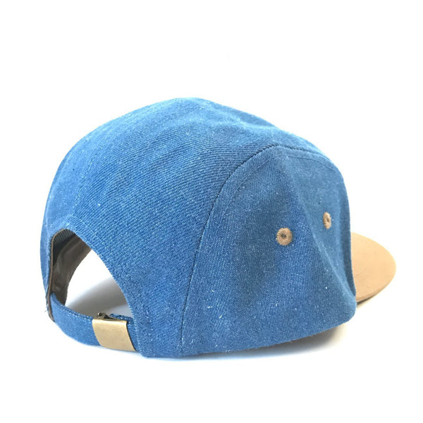 "Crescent Moon" | 5 Panel Hat | Denim/Khaki