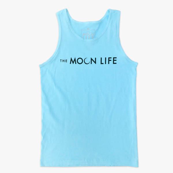 "The Moon Life" Text Logo | Tank Top | Celadon Blue