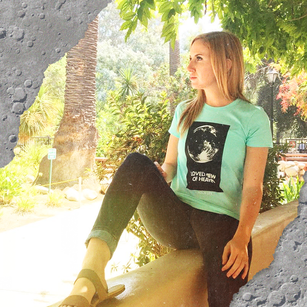 "Standing on the Moon" • Ladies 'Boyfriend' tee •  Celadon