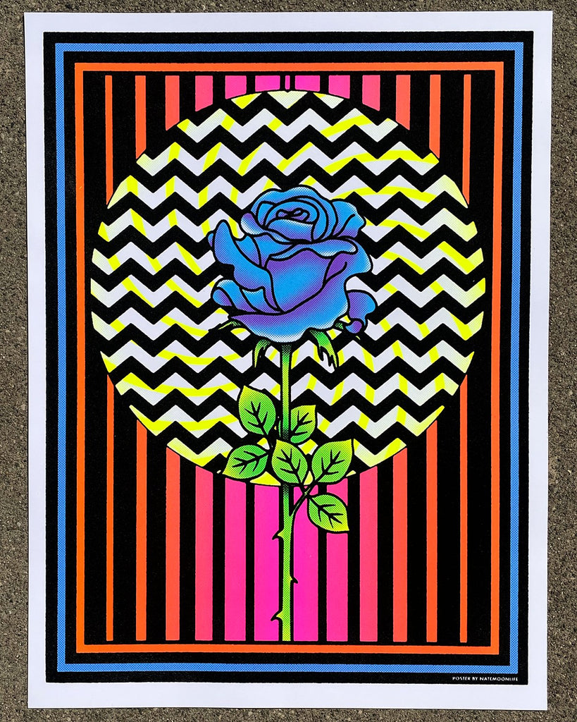 Blue Rose • 18x24 fuzzy blacklight poster – The Moon Life