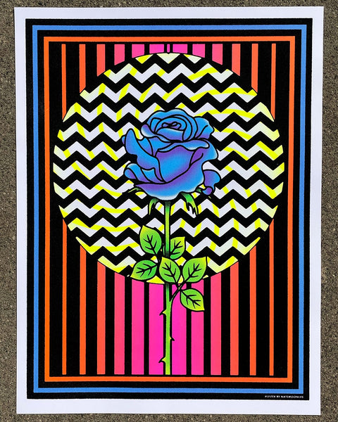 Blue Rose • 18"x24" fuzzy blacklight poster