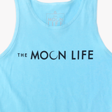 "The Moon Life" Text Logo | Tank Top | Celadon Blue